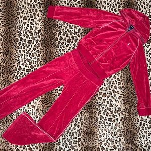 ralph lauren red velour matching tracksuit